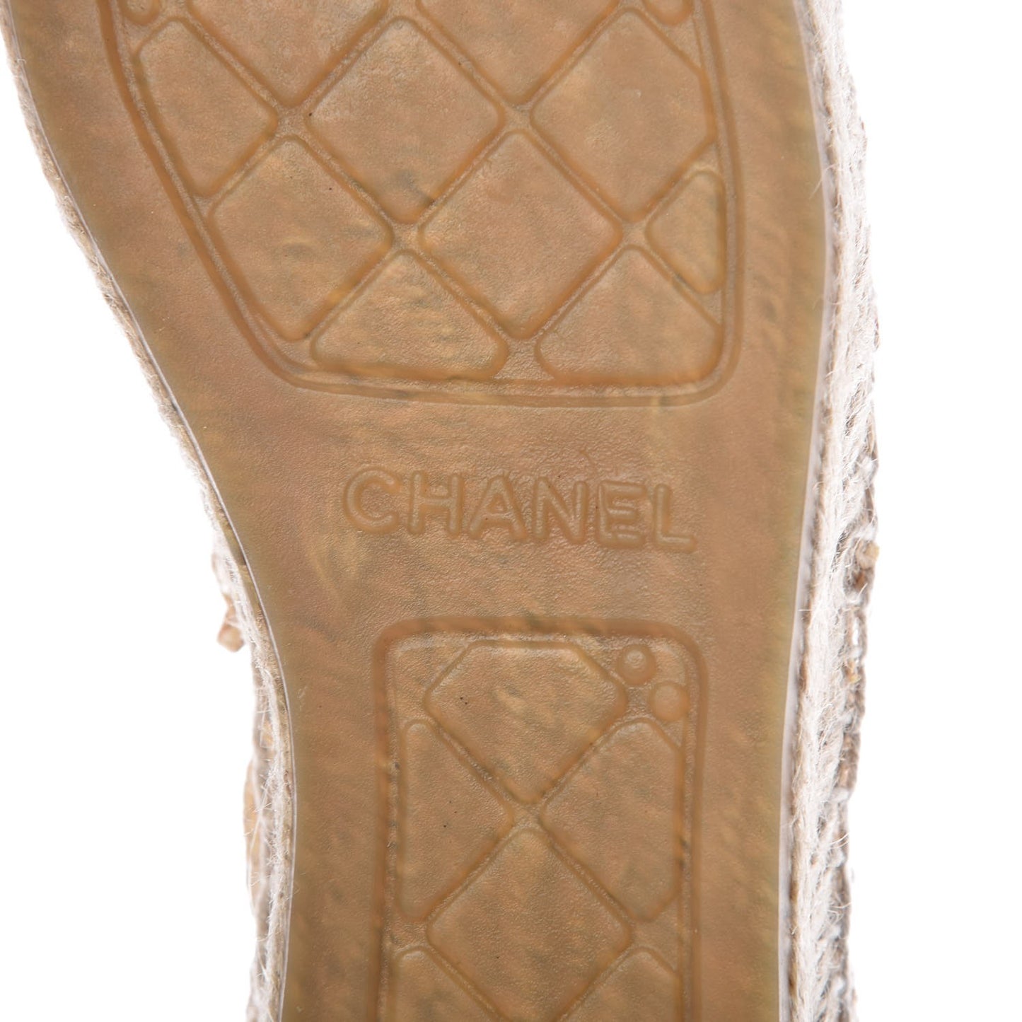 Raffia Fabric CC Espadrilles 37 Beige Black