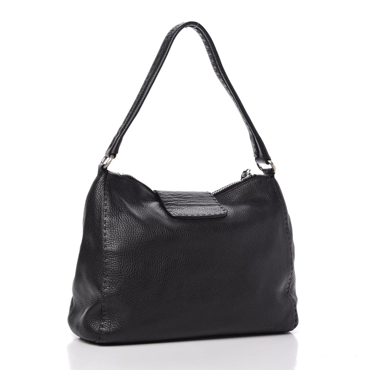 Vitello Daino Shoulder Flap Bag Black