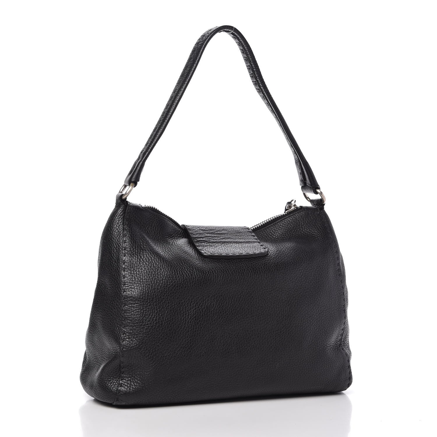 Prada Vitello Daino Shoulder Flap Bag Black 3 of 10