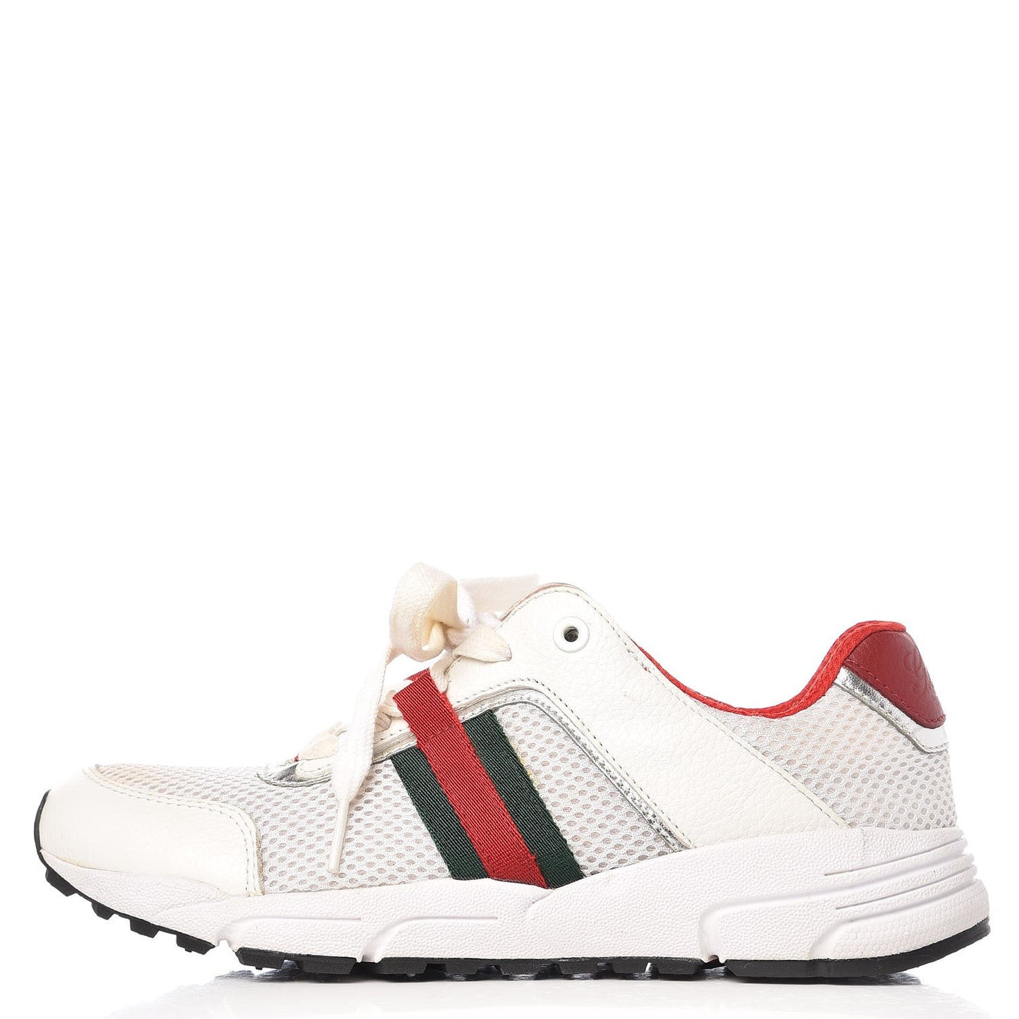 Calfskin Air Mesh Web Sneakers 36 White