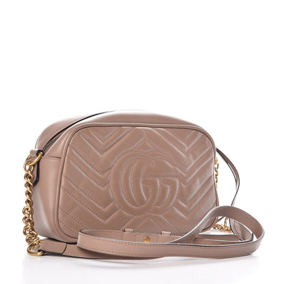 Gucci Calfskin Matelasse Small GG Marmont Chain Shoulder Bag Taupe 3 of 7