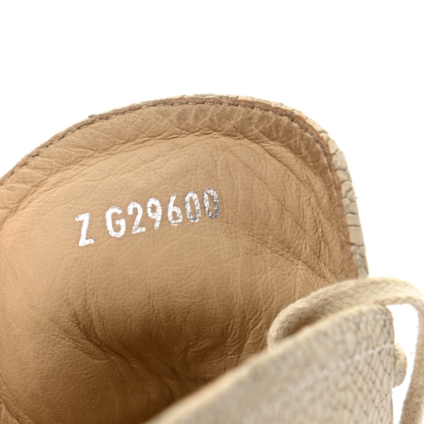 Crackled Calfskin High Top Espadrilles 39 Light Beige Black