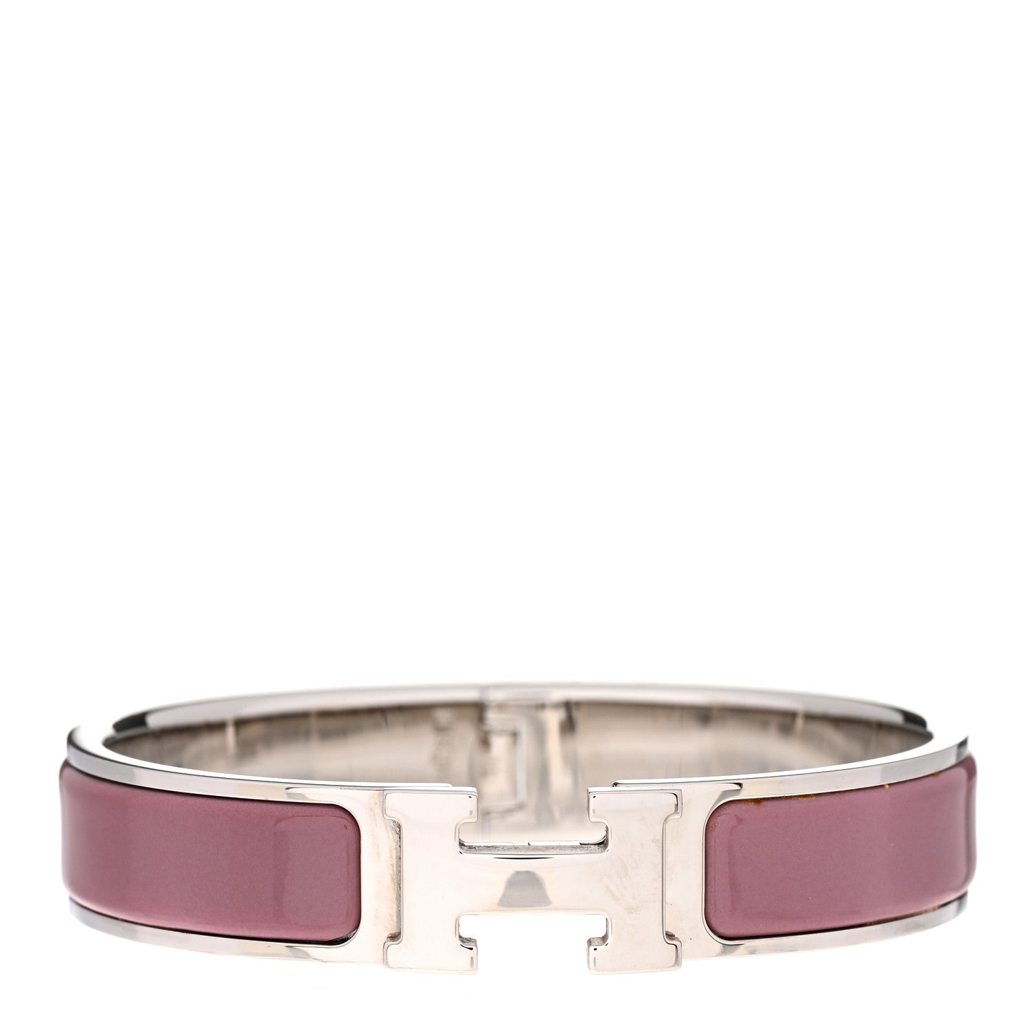 Hermes Enamel Narrow Clic Clac H Bracelet PM Bois De Rose 1 of 5