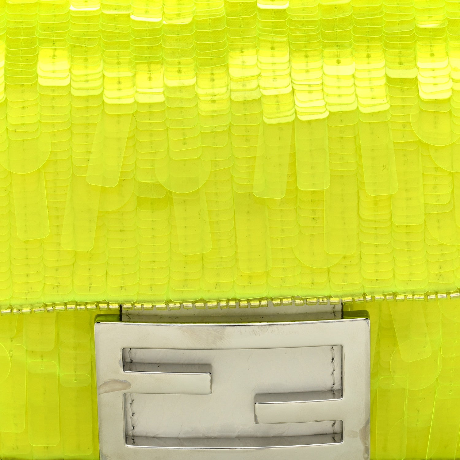 Fendi Transparent Paillettes Elaphe Mini Baguette Yellow Fluo Avorio 8 of 10