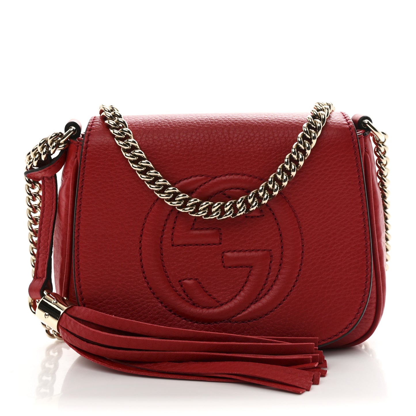 Pebbled Calfskin Small Soho Flap Crossbody Red