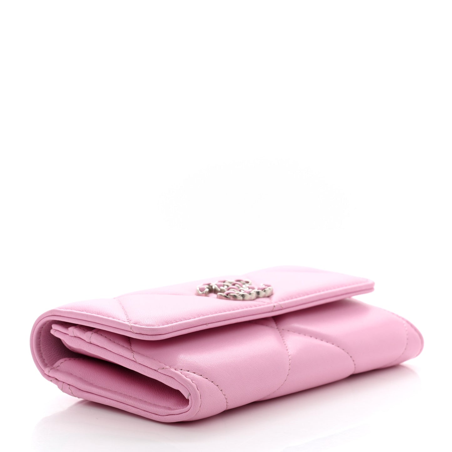 Lambskin Quilted Chanel 19 Flap Wallet Pink