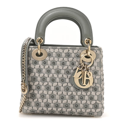 Christian Dior Suede Beaded Ribbon Mini Lady Dior Grey 1 of 10