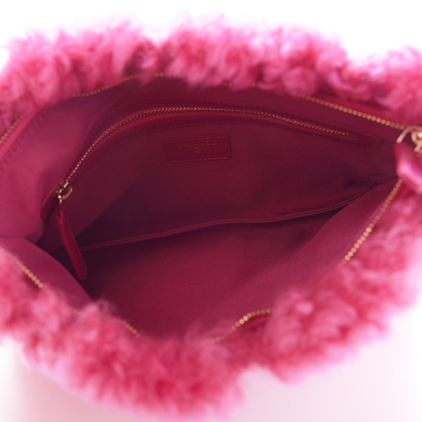 Shearling Sheepskin Large 19 Cosmetic Case Pink