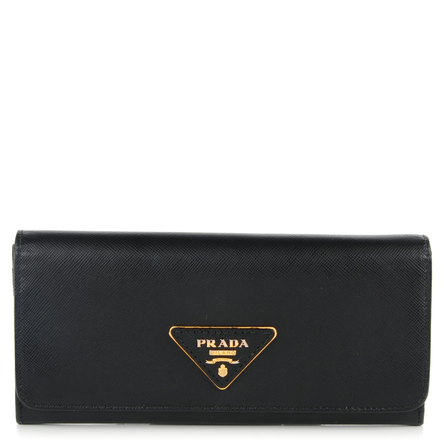 Saffiano Triangle Continental Flap Wallet Black