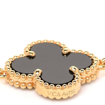 Van Cleef & Arpels 18K Yellow Gold Black Onyx 10 Motifs Vintage Alhambra Necklace 6 of 8