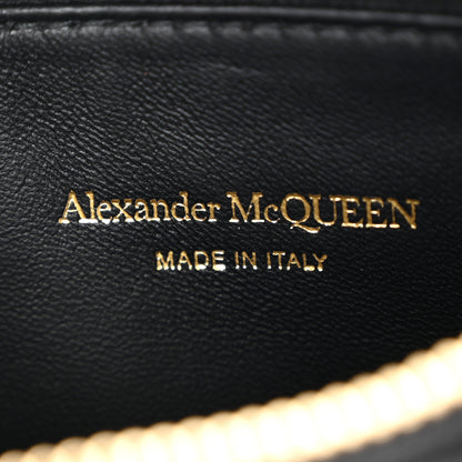 Alexander McQueen Calfskin Crocodile Embossed Skull Zip Wallet Card Holder Black 6 of 8
