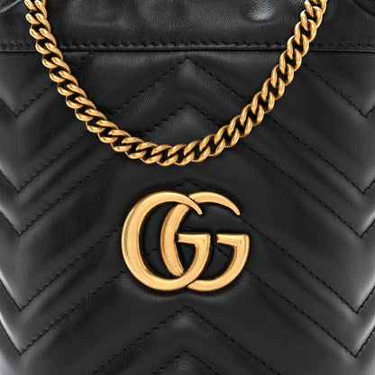 Gucci Calfskin Matelasse Mini GG Marmont 2.0 Bucket Bag Black 8 of 10