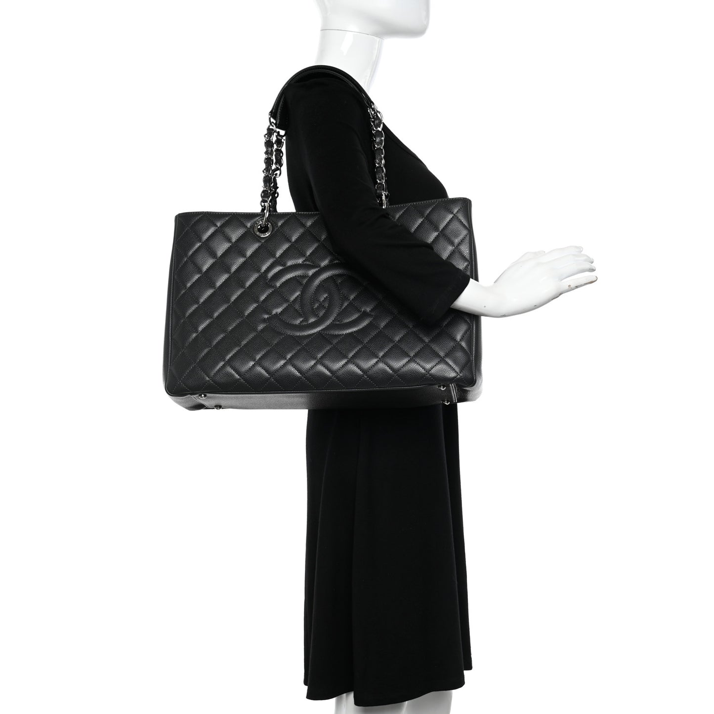 Caviar Quilted XL Grand Shopping Tote GST Black