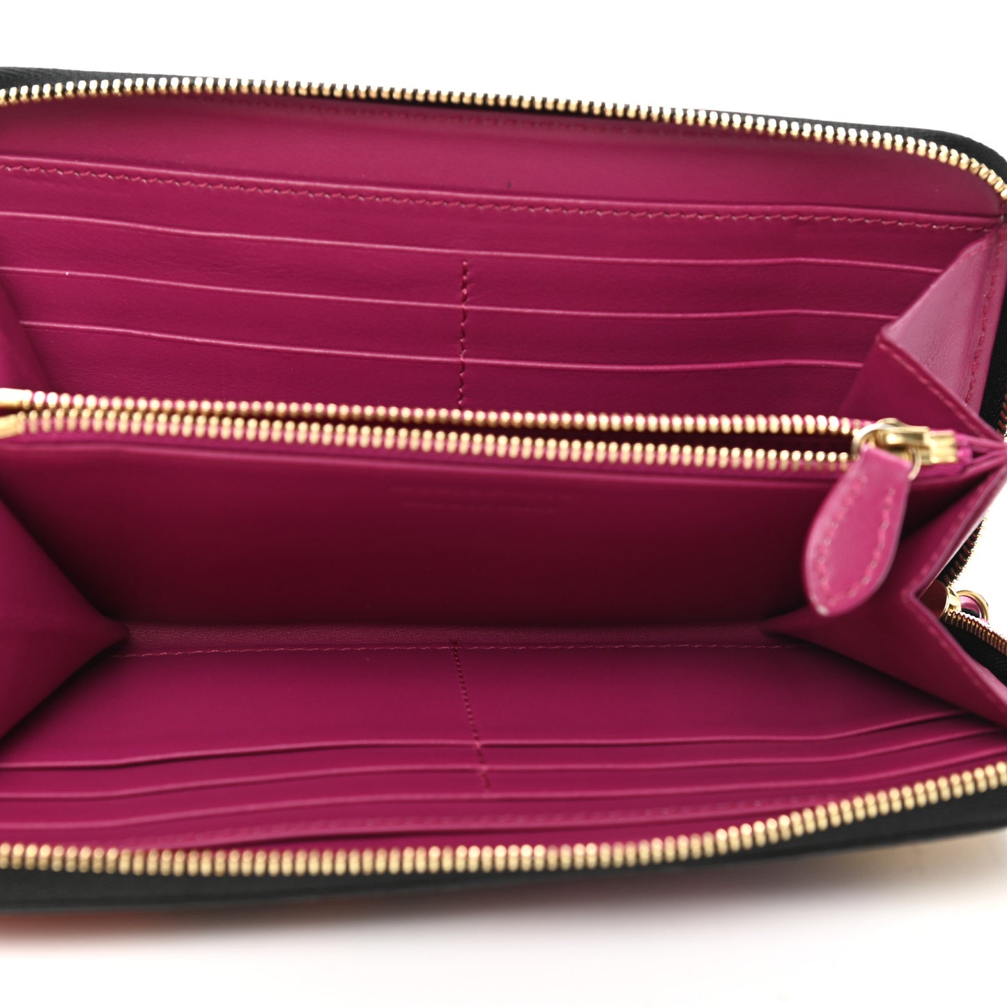 Calfskin Floral Print Zip Around Wallet