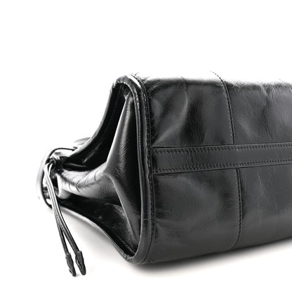 Prada Glossy Calfskin Triangle Large Bonnie Shoulder Bag Black 8 of 9