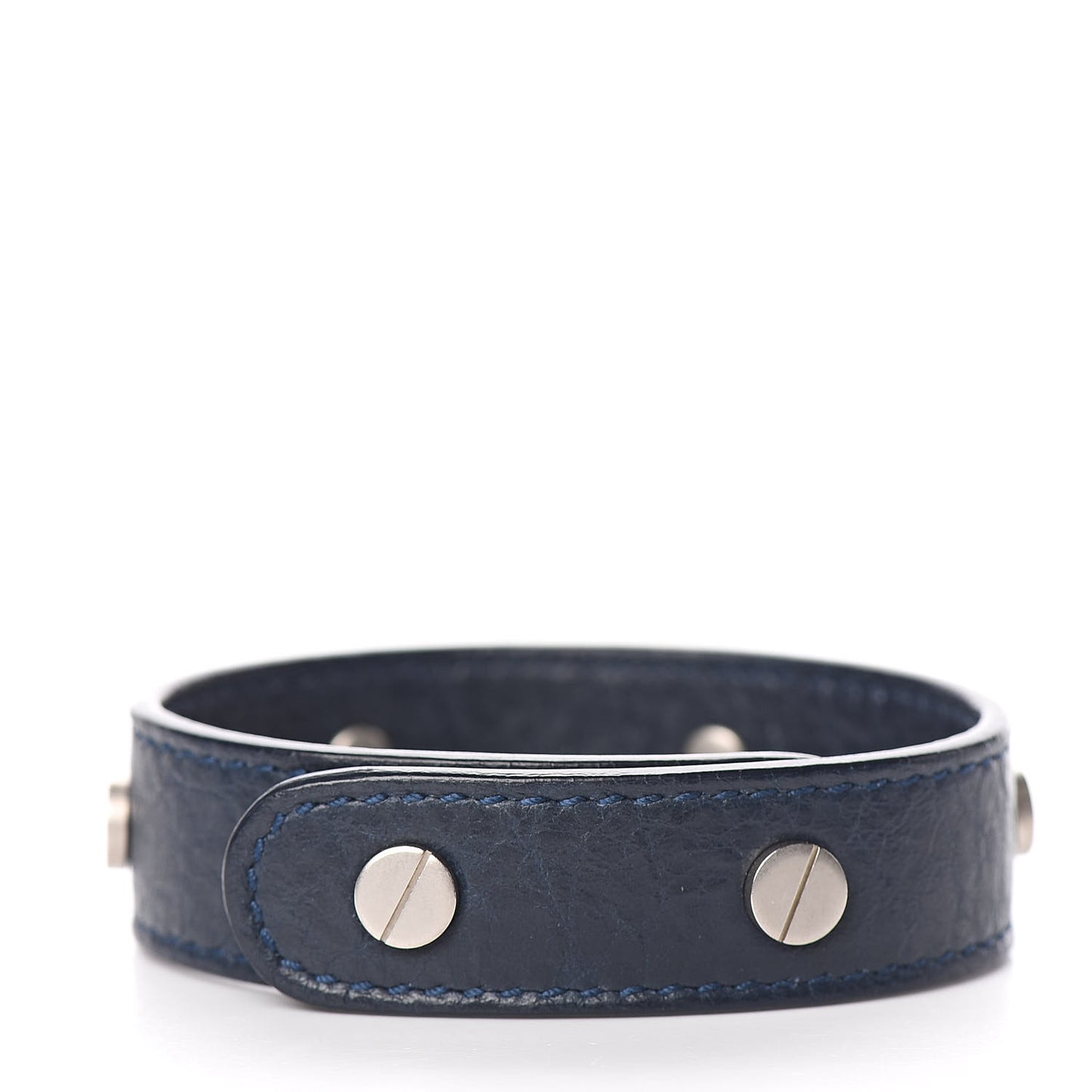 Agneau Silver Hardware Stud Bracelet Dark Bleu
