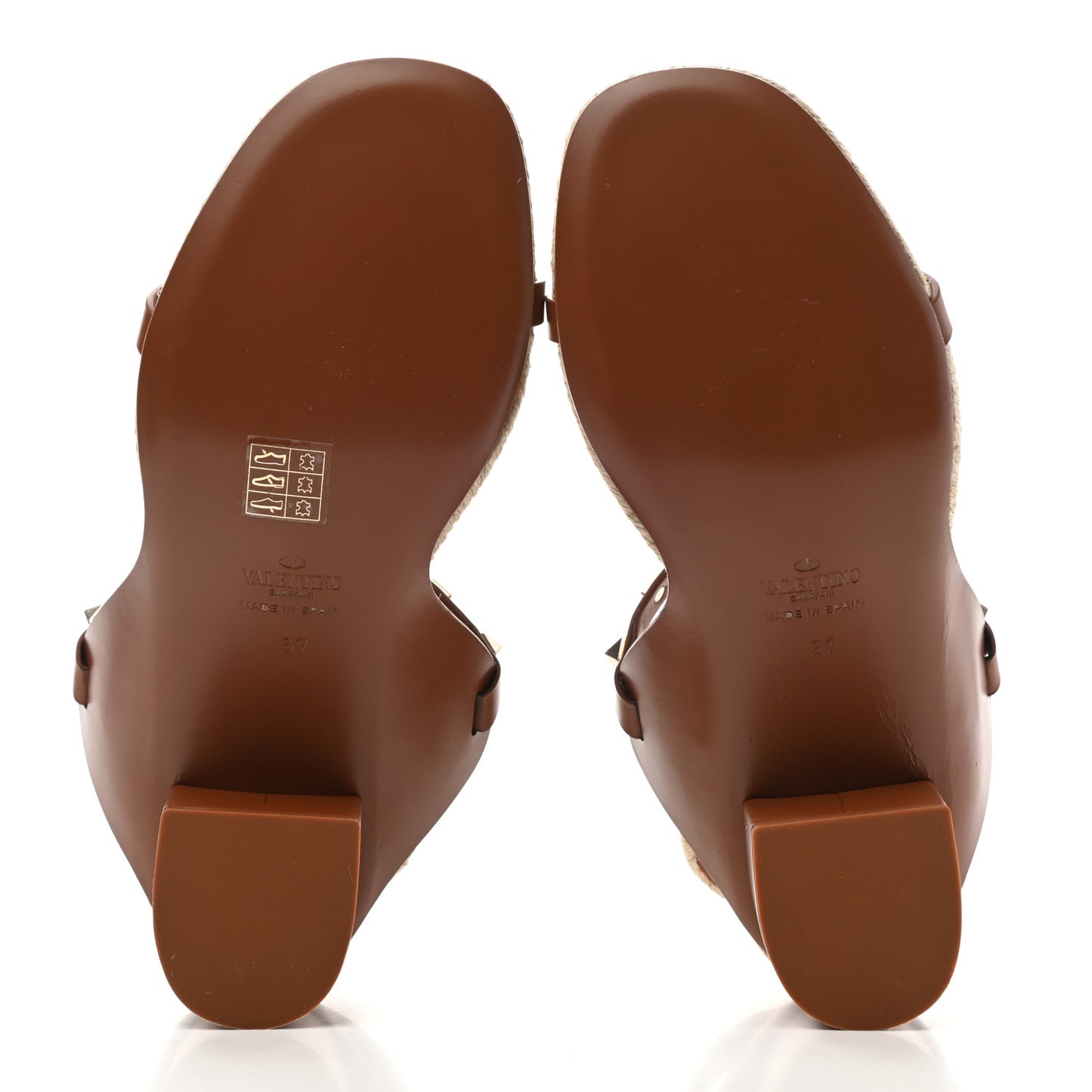 Calfskin Rockstud Ankle Strap Espadrille 10/60mm Sandals 37 Selleria