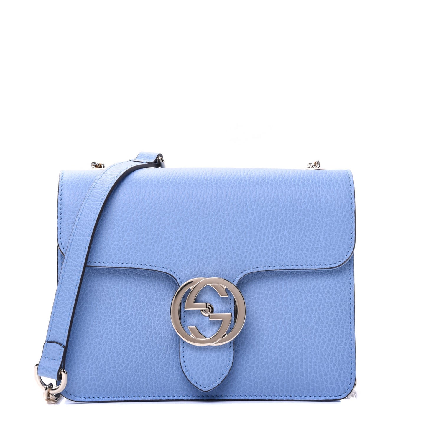 Dollar Calfskin Small Interlocking G Shoulder Bag Mineral Blue