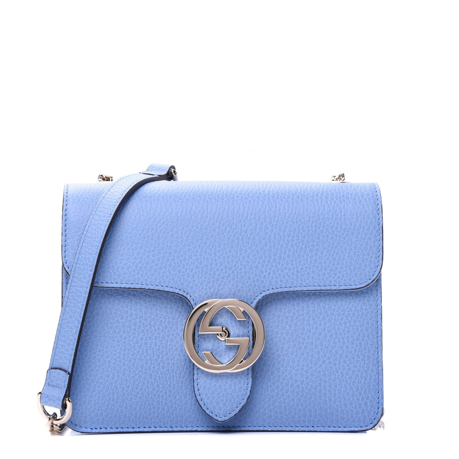 Gucci Dollar Calfskin Small Interlocking G Shoulder Bag Mineral Blue 1 of 15