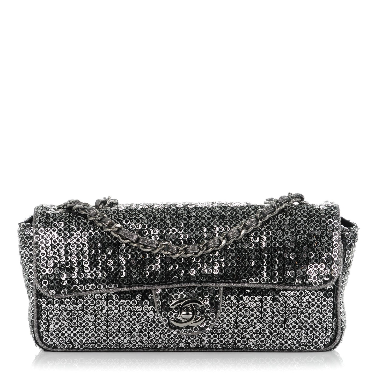 Sequin East West Flap Dark Silver