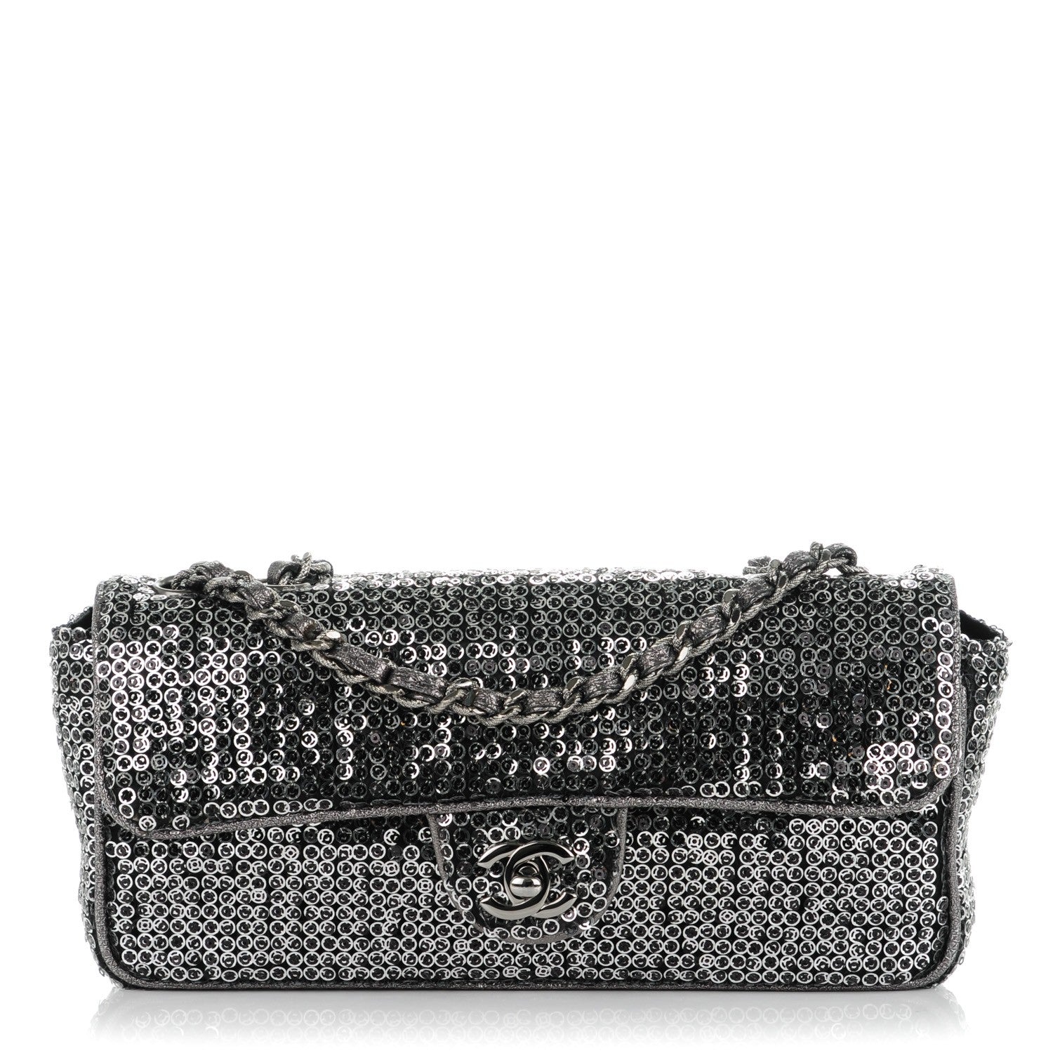 Chanel Sequin East West Flap Dark Silver 1 of 7