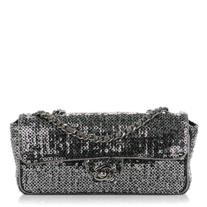 Chanel Sequin East West Flap Dark Silver 1 of 7