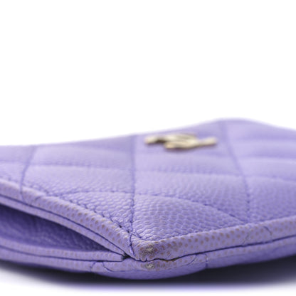 Chanel Caviar Quilted CC Zip Card Holder Purple 8 of 9