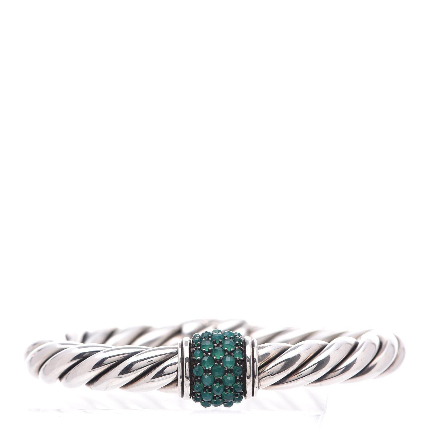 David Yurman Sterling Silver Green Onyx Cable Berries Center Station Bracelet 1 of 6