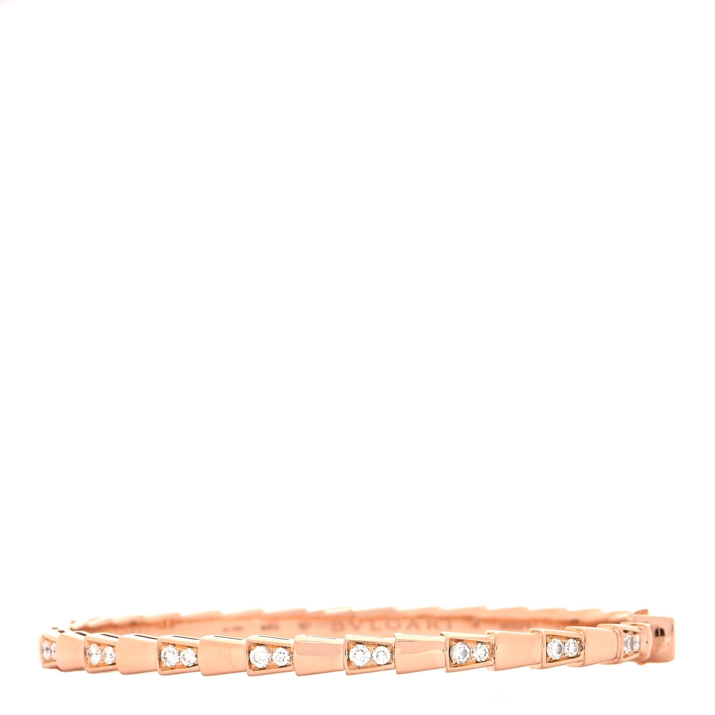 18K Rose Gold Diamond Serpenti Viper Bangle Bracelet M