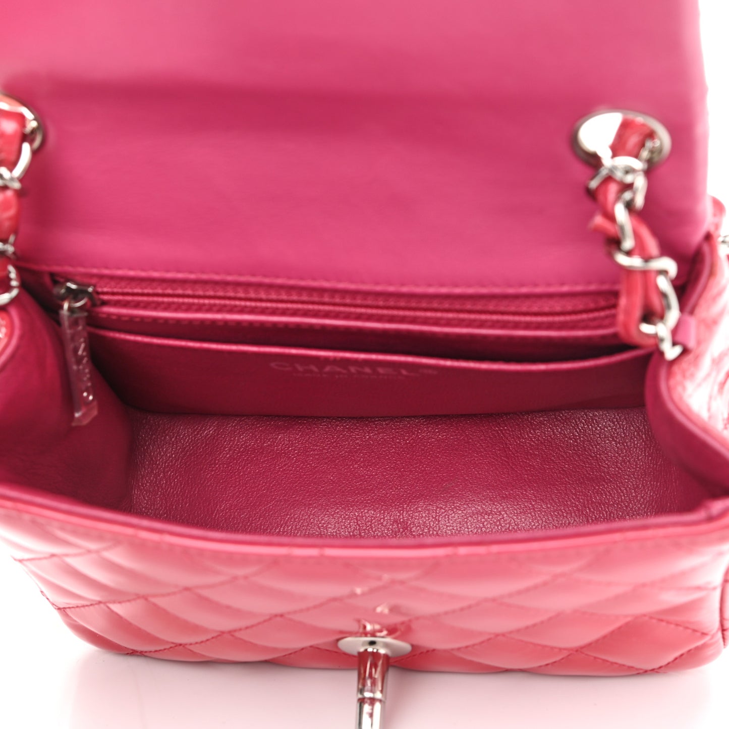 Patent Quilted Mini Square Flap Pink