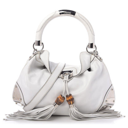 Gucci Calfskin Medium Indy Top Handle Hobo White 1 of 10