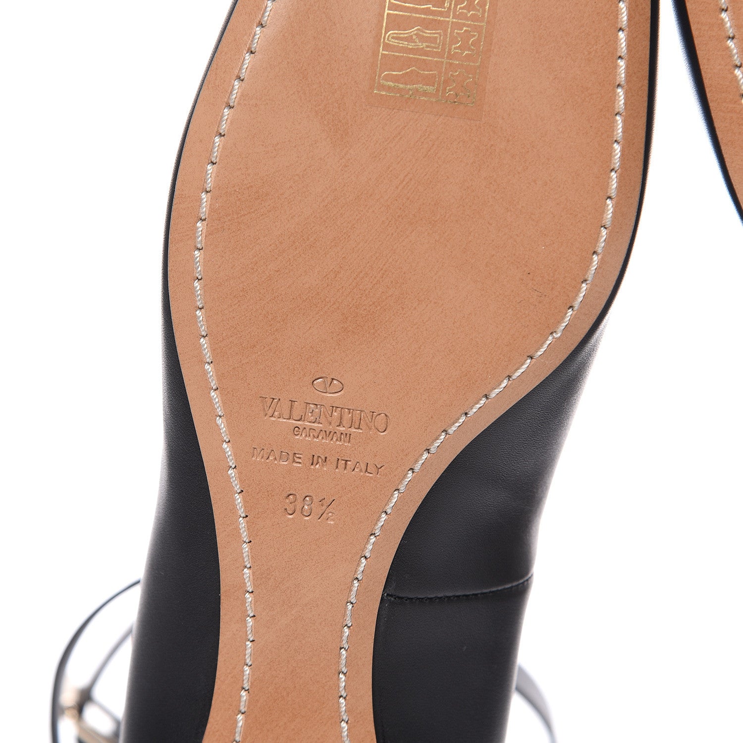 Valentino Garavani Calfskin Ballerina Ankle Strap Flats 38.5 Black 6 of 9