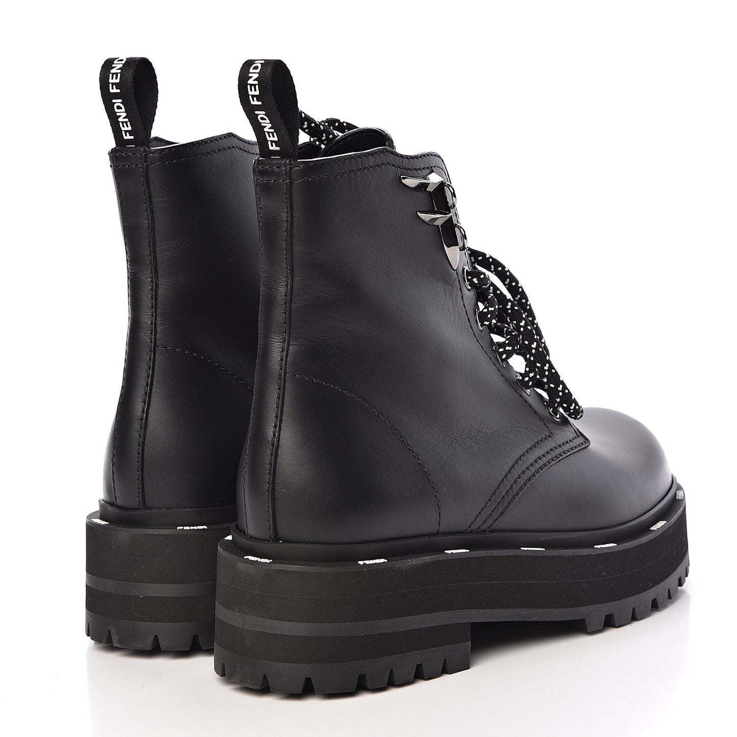 Calfskin FFreedom Platform Biker Boots 35 Black