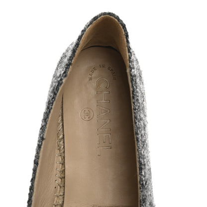 Chanel Tweed Velvet CC Espadrilles 39 Grey Black 7 of 9