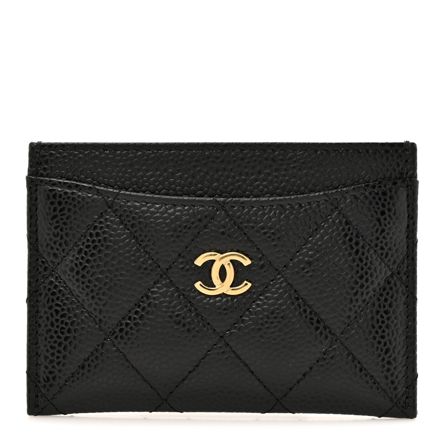 Caviar Quilted Card Holder Black