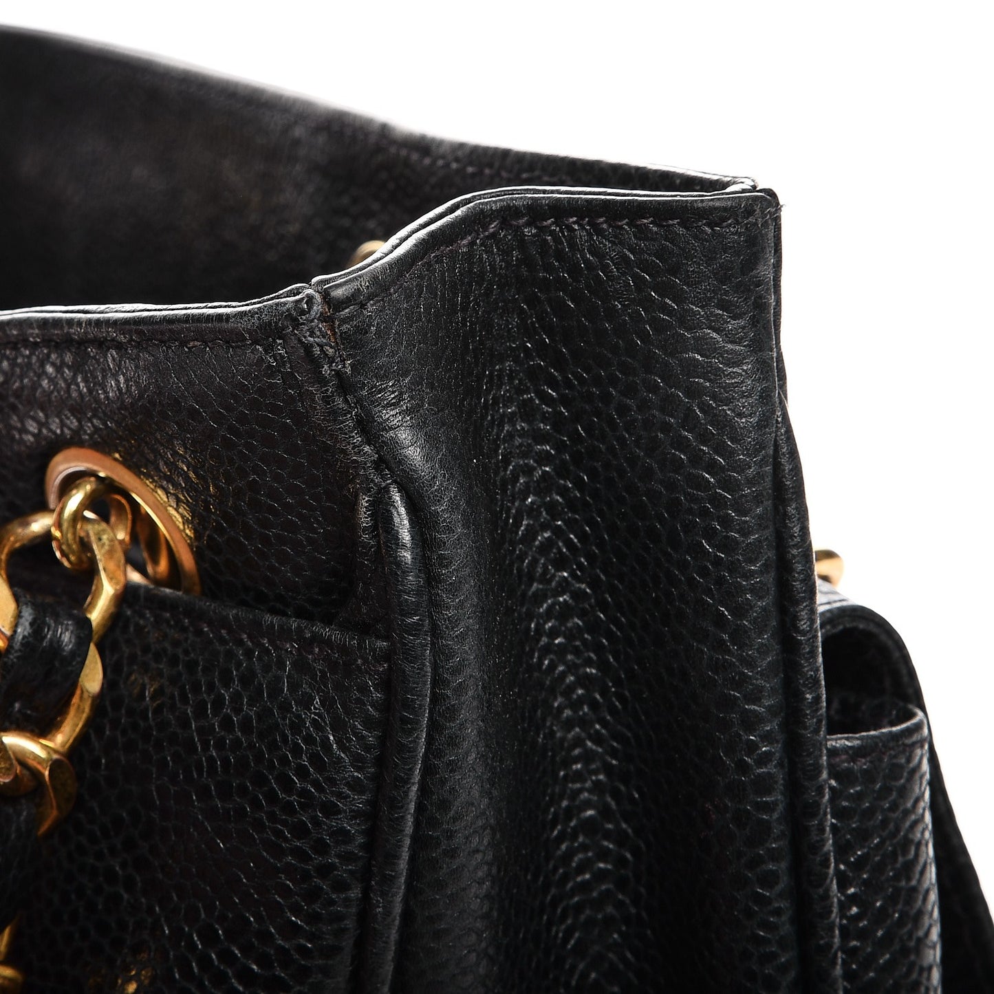 Caviar Flap Shoulder Bag Navy