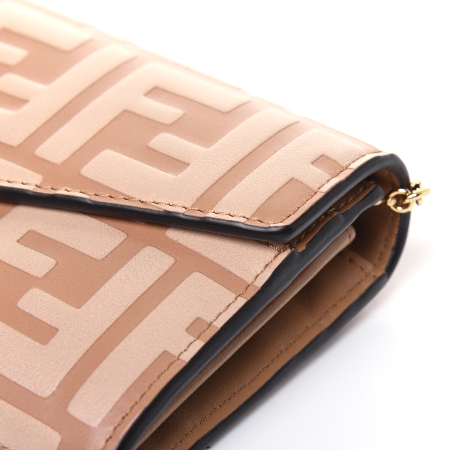 Fendi Vitello Termolagoon F is Fendi FF 1974 Embossed Continental Envelope Wallet On Chain Miele Scuro 13 of 16