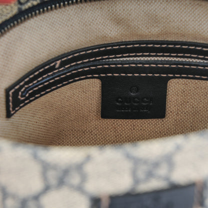 Gucci GG Supreme Monogram Small Flat Side Zip Messenger Bag Beige Blue 6 of 7