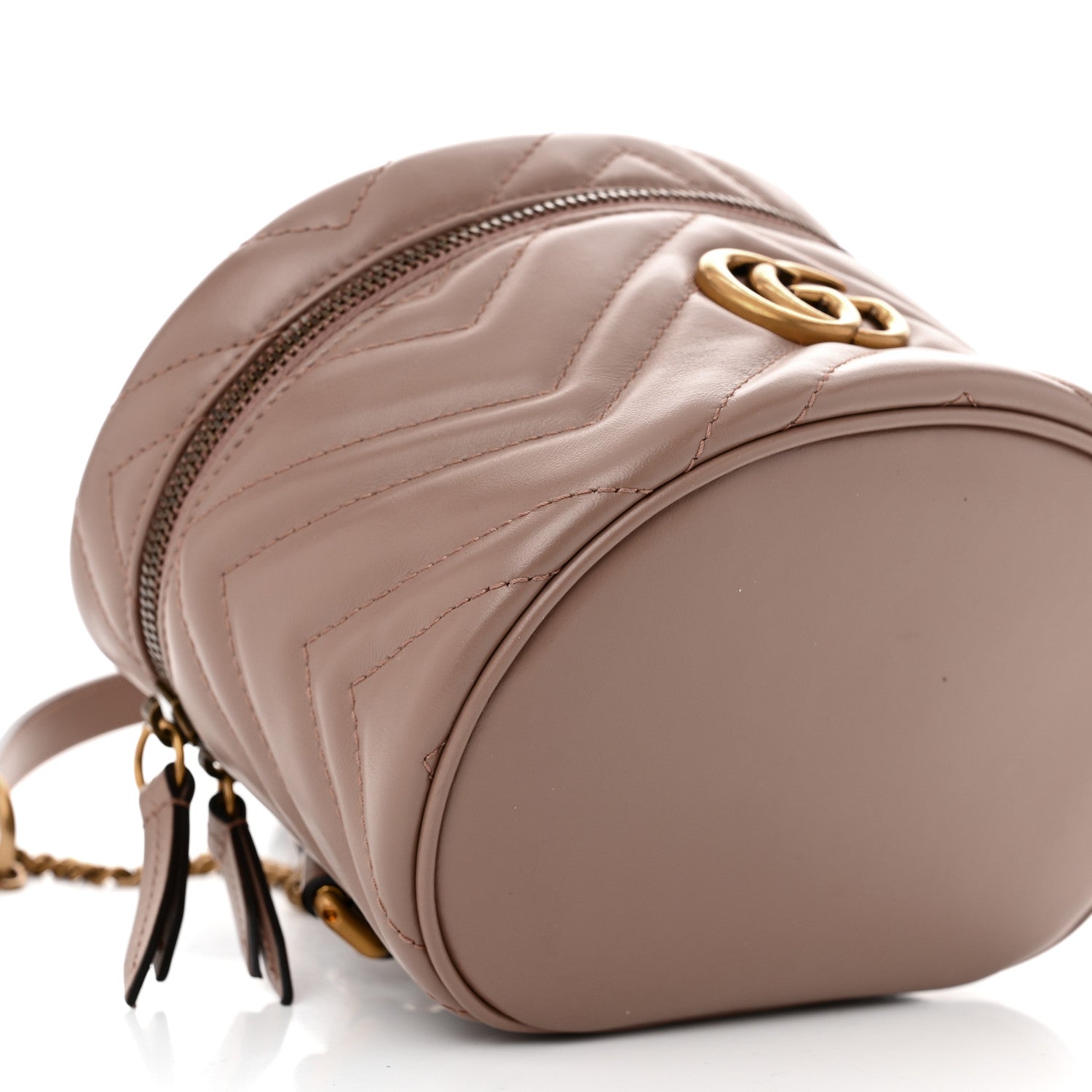 Gucci Calfskin Matelasse Mini GG Marmont Round Backpack Porcelain Rose 9 of 10