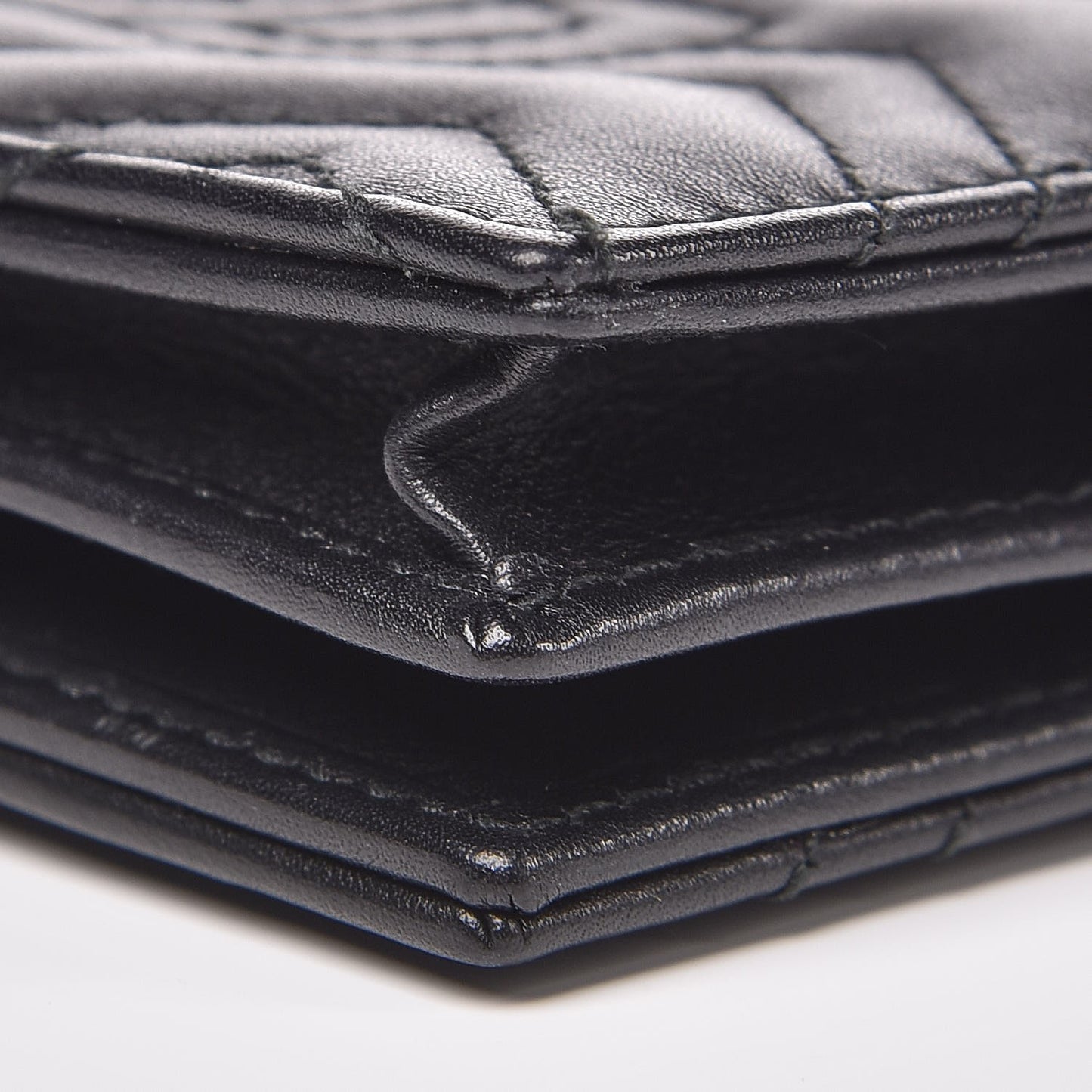 Calfskin Matelasse GG Marmont Card Case Wallet Black