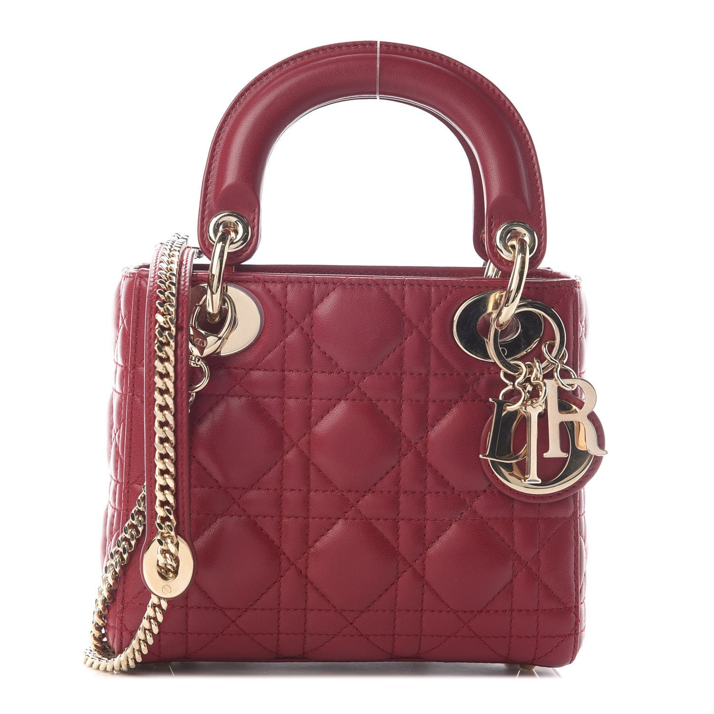 Lambskin Cannage Mini Lady Dior Burgundy