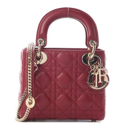 Christian Dior Lambskin Cannage Mini Lady Dior Burgundy 1 of 8