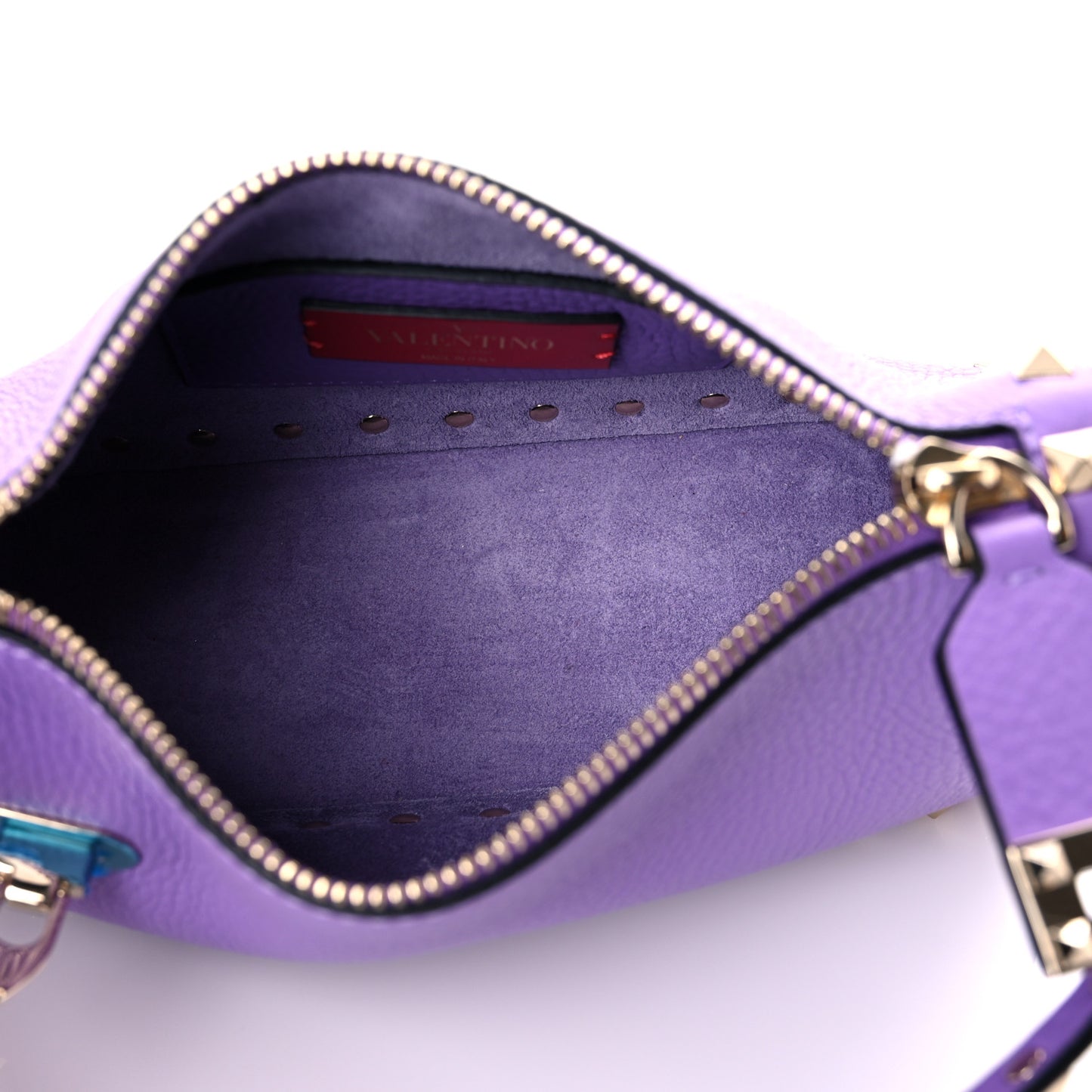 Pebbled Calfskin Small Rockstud Flip Lock Shoulder Bag Glicine