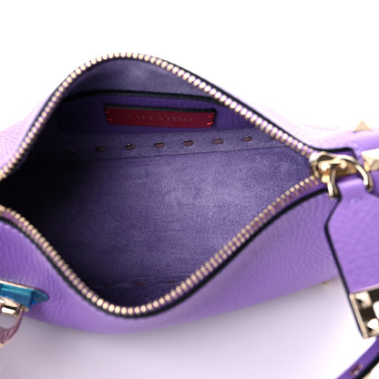 Valentino Garavani Pebbled Calfskin Small Rockstud Flip Lock Shoulder Bag Glicine 4 of 8