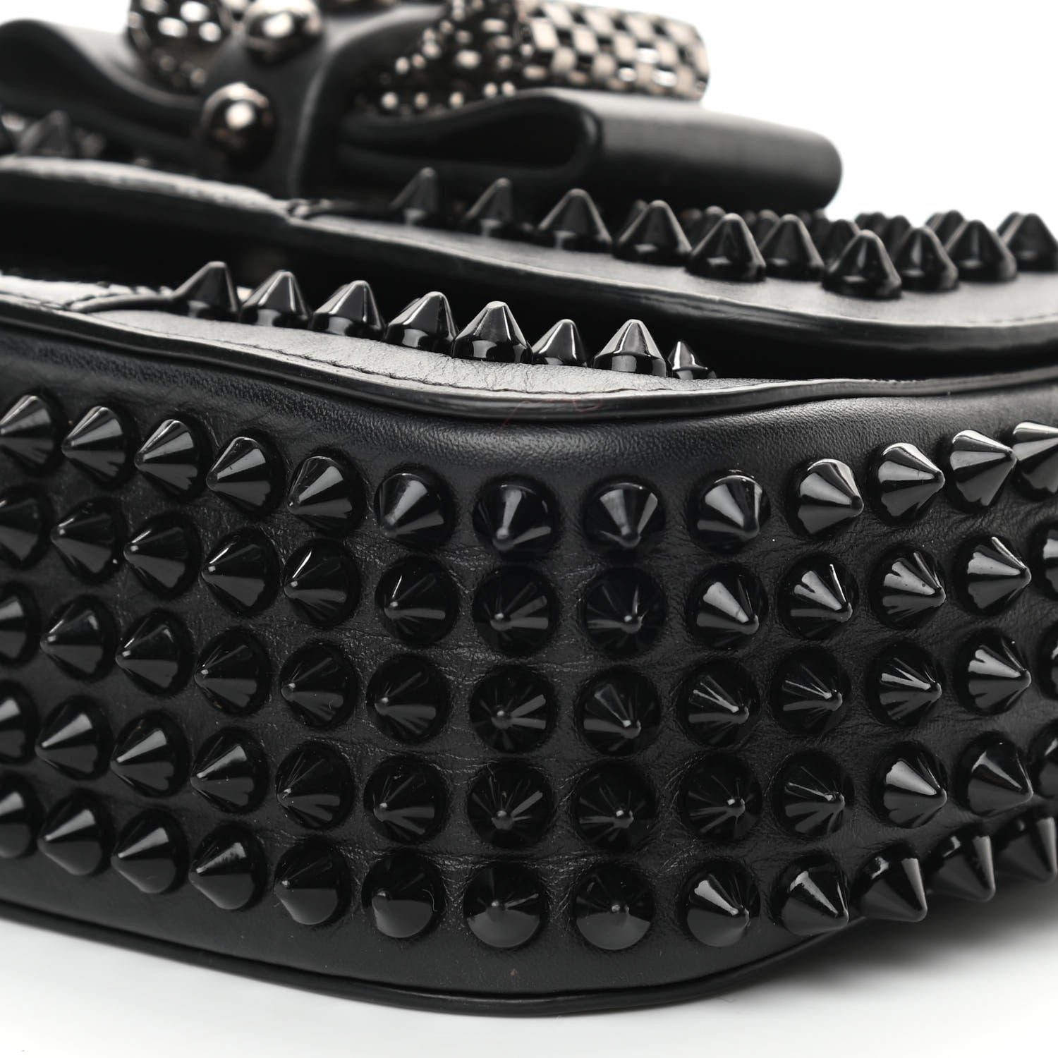 Christian Louboutin Calfskin Spikes Sweety Charity Crossbody Bag Black 9 of 12