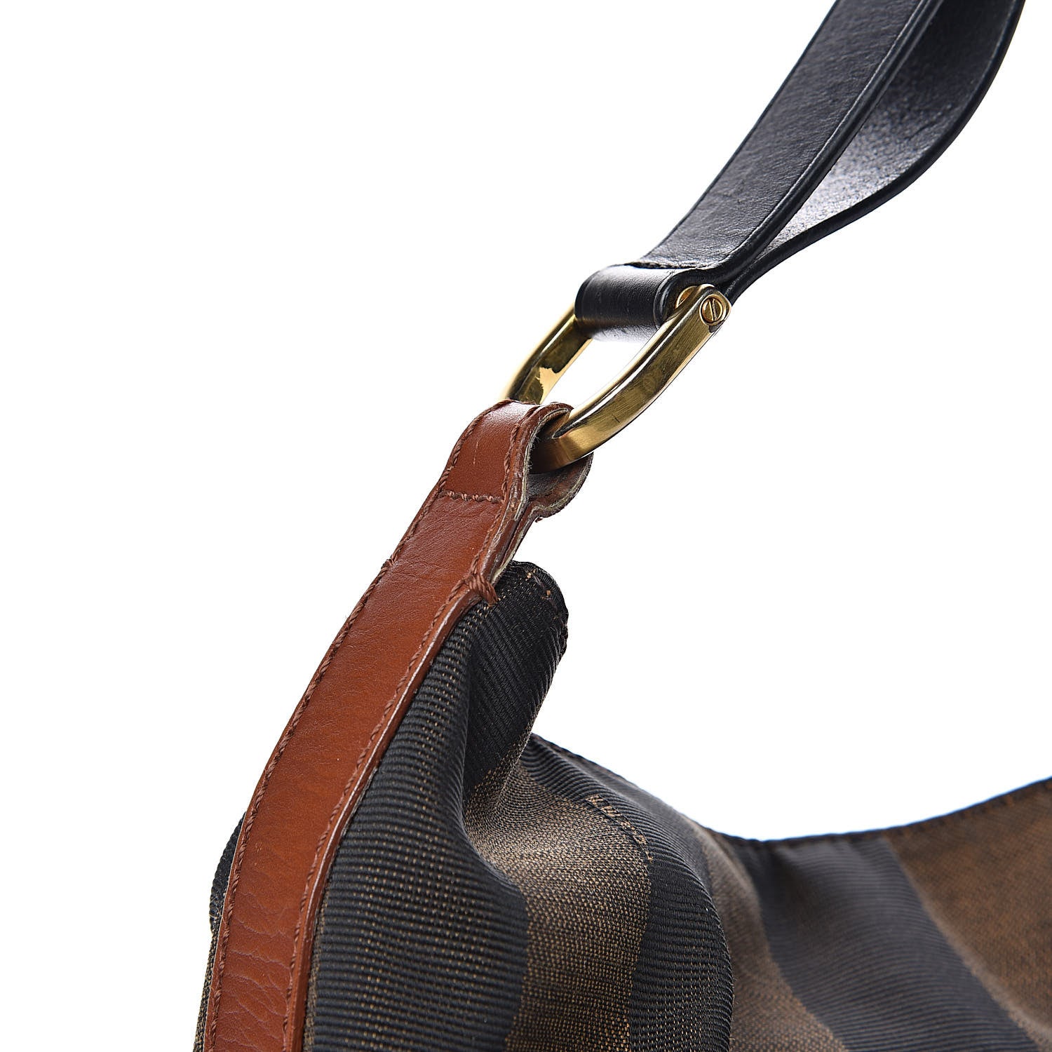 Fendi Pequin Cuoio Vegetale Large Hobo Tobacco Black Cuoio 13 of 19