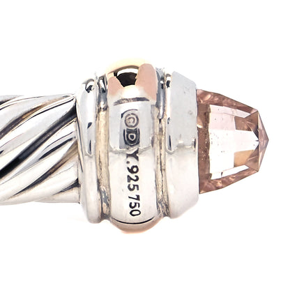David Yurman Sterling Silver 18K Rose Gold Morganite 4mm Cable Classics Bracelet 4 of 5