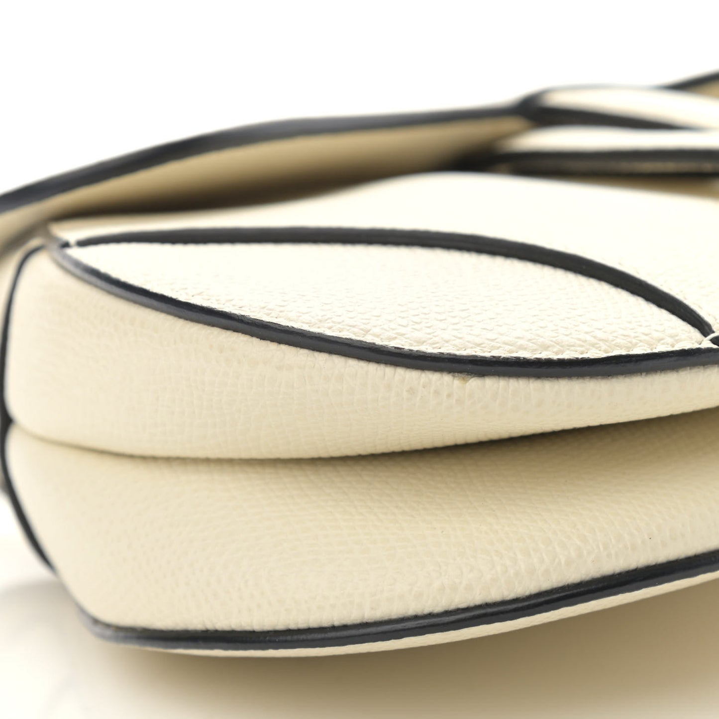 Grained Calfskin Mini Saddle Bag White