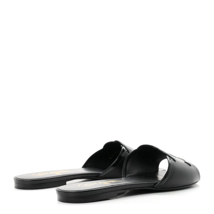 Chanel Lambskin Patent Calfskin CC Cutout Mules 39.5 Black 5 of 10