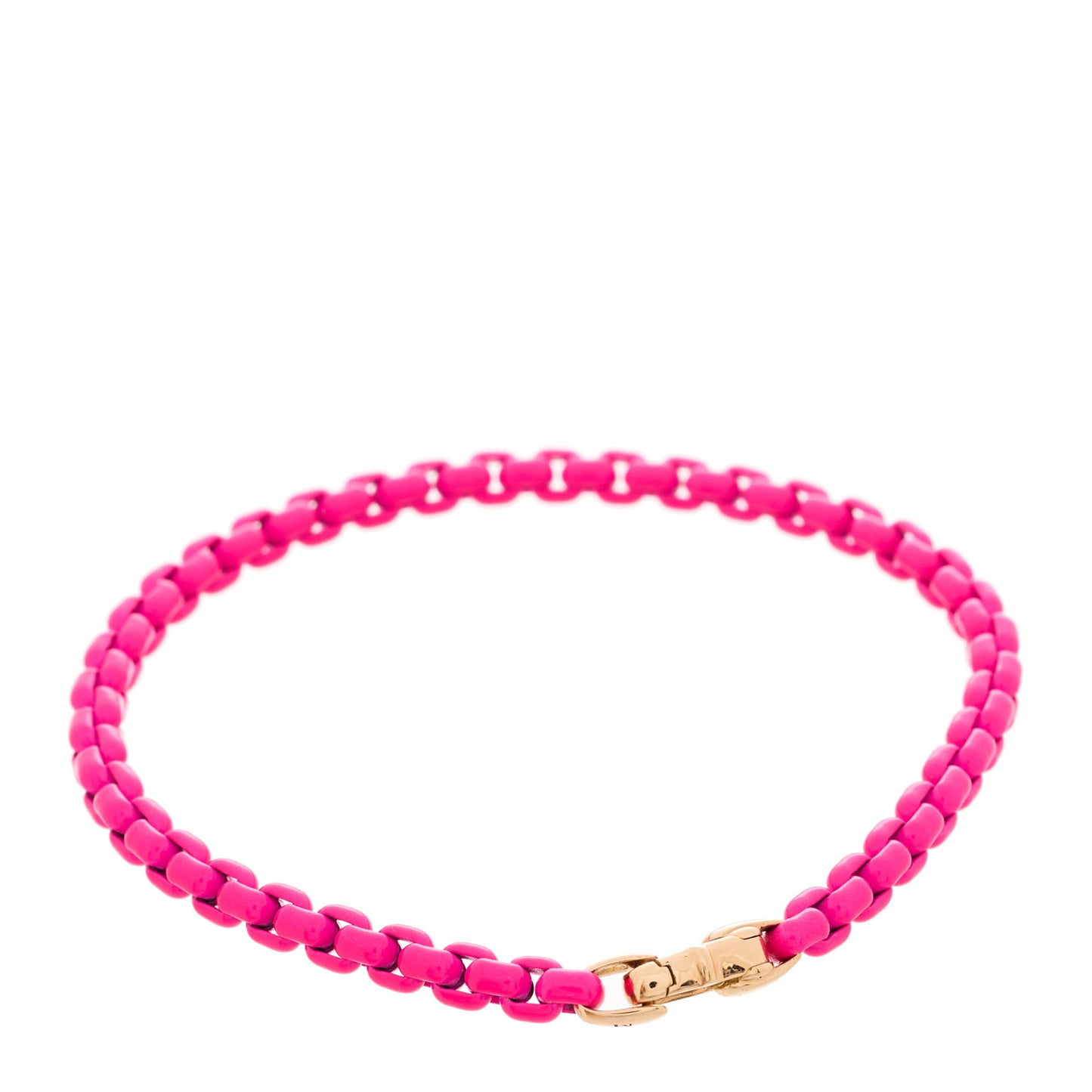 14K Rose Gold Acrylic Bel Aire 4mm Chain Bracelet Hot Pink